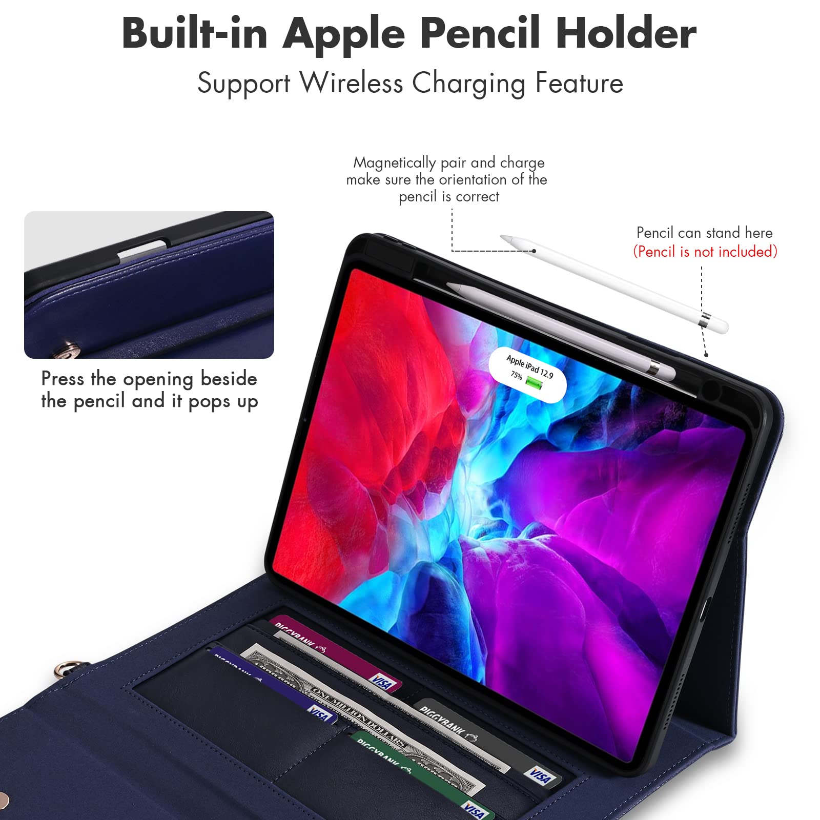 Dteck Capa para iPad Air 13 (M2) 2024/iPad Pro 12,9 polegadas 6ª